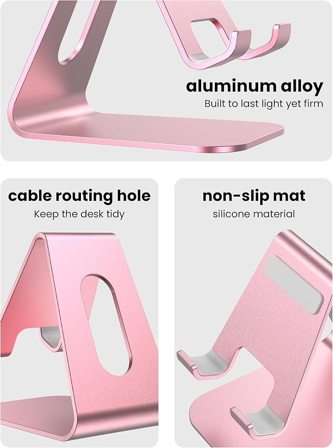 2Pack Phone Stand, Simple Cellphone Holder for Desk, Desk Phone Stand,Pink | Mini, Cute, Under 8" Devices, All Mobile Phones, iPhone 17, Switch OLED, Office Accessories