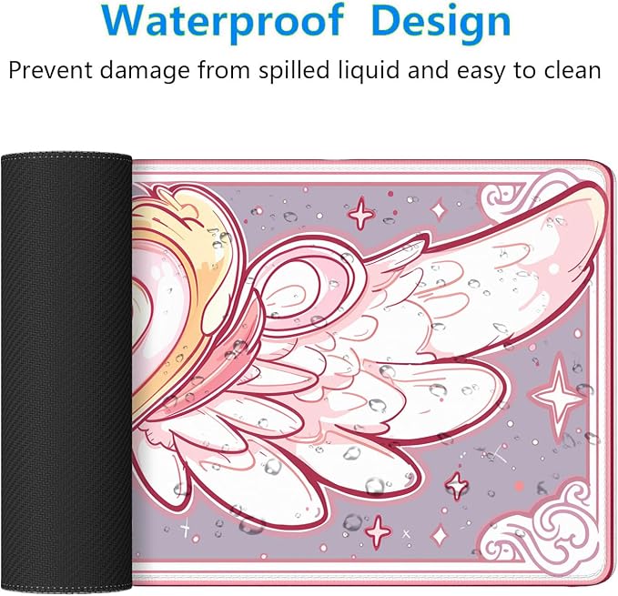 Cute Desk Mat Gaming Mouse Pad Kawaii Pink Anime Star Wings XL Mouse Pad Large Mousepad Extended Laptop Keyboard Mat Gaming Desk Pad Mouse Mat Office Computer Keyboard Laptop Home 31.5"x11.8"