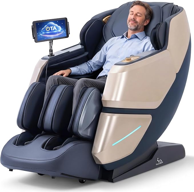 2026 4D Massage Chair, Full Body Recliner with OTA Cloud Tech, Deep Yoga Stretch, 27 Auto Modes, 55" SL Track, APP & AI Voice Control, Auto Footrest, Zero Gravity, and Heating for Relaxation | Yoga stretch, 22+5 modes, body scan, app and AI Voice Contr...