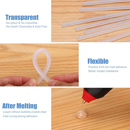 Hot Glue Sticks, Mini Size, 6" Long x .27" Diameter, 50 Count, Clear, for Kids Adults DIY Art Craft Gluing Repairing Sealing Festival Home Decoration
