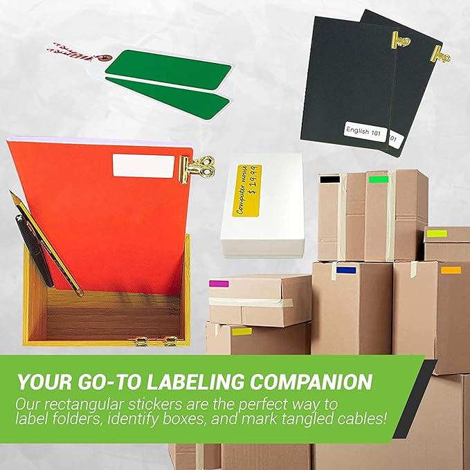 Kraft Sticker 3x1 inch Color-Coding Labels for Organizing, Paper Sticker Sheet Tags for Home, Office, and School Projects, 200-Pack by Royal Green