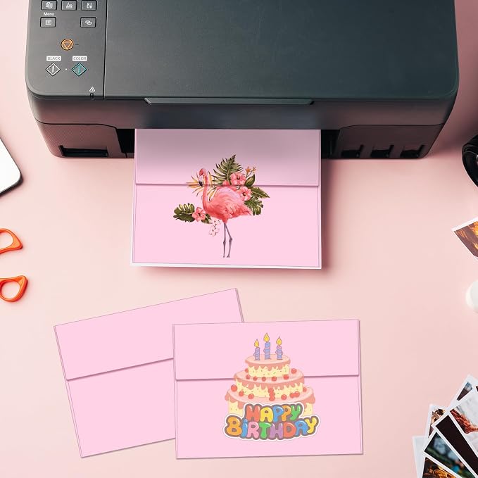 100 Packs Pink 5x7 Envelopes, A7 Envelopes for Invitations | Self seal, Ideal for weddings/graduations/baby showers/ birthdays, 120g thick paper 5.28x7.13.