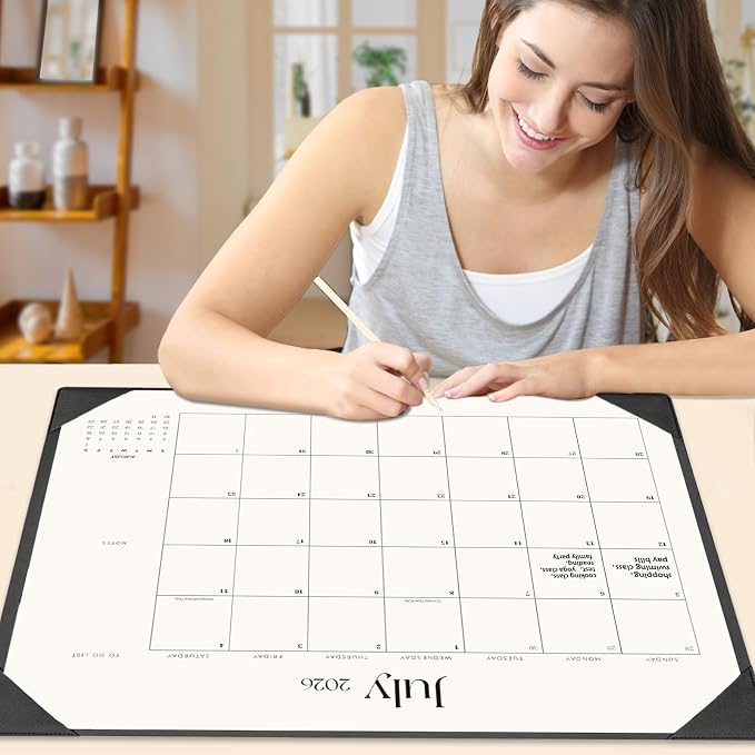 Desk Calendar 2026-2027 with Desk Mat – 22" x 17" Large Desk Pad Calendar Runs from July 2026 to December 2027, Office Supplies Desktop Monthly Calendar for Home & Office