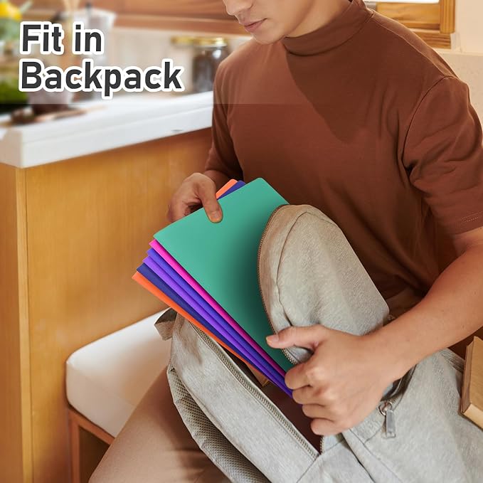 Timart Folders with Pockets-6 Pack, 2 Pocket Folders | Heavy Duty Plastic, Fit Letter Size Paper, Water and Tear-resistant, Colored Folders for School Office Home Bussiness