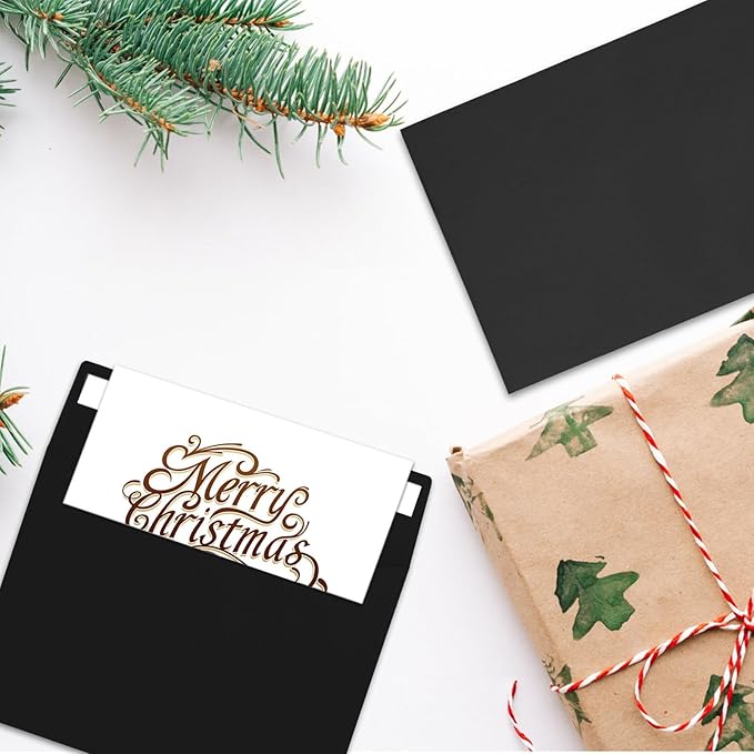 50pcs packed black Envelopes,A4Envelopes, printable invitation envelopes,4x6 envelopes, suitable for weddings, invitations, photos, postcards, greeting cards, mailings