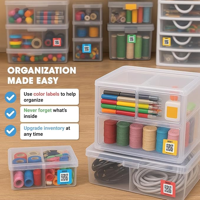 SmartLabels Small QR Code Stickers | Mini 1.5-Inch Labels with AI Photo Analysis App | Auto-Create Item Descriptions | No Typing | US-Made | Storage, Inventory Tracking, Organization & Moving, 48-Pack