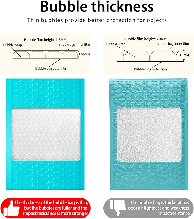 Bubble Mailers, 4x7 Inch Padded Bubble Mailers Pack of 100 Bubble Envelopes Opaque Self Seal Adhesive Waterproof Bags for Shipping and Packaging (Teal, 4x7-100Pc)