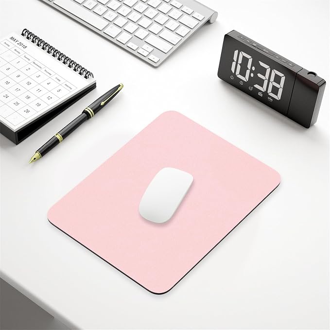 Hsurbtra Mouse Pad, Premium-Textured Square Mousepad 7 x 9 Inch, Thick 3 mm Anti-Slip Waterproof Rubber Pretty Cute Computer Mat for Office Gaming Laptop Women Kids Pink