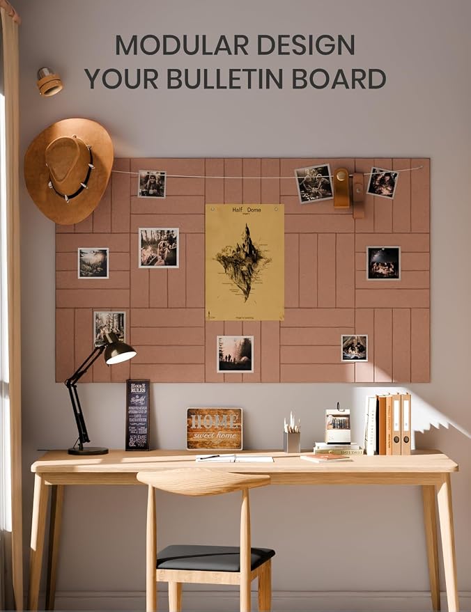 Fluxynara 36" x 24" Large Felt Bulletin Board, Terracotta | 6 Pack Cork Board Alternative with 30 Safe Adhesive Tabs, Felt Pin Boards for Wall Decor, Home, Office, Classroom, Dorm