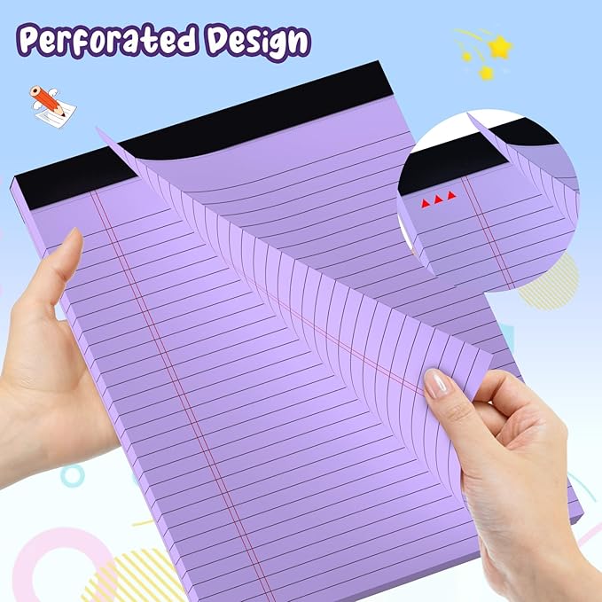 3 pcs Legal Pads 8.5 x 11 Note Pads, Colored Legal Notepads 8.5 x 11, Notebook Wide Ruled Paper, Micro Perforated Writing Pads, Lined Paper Pads, Pad of Paper for Office Home School, 30 Sheets/Pack
