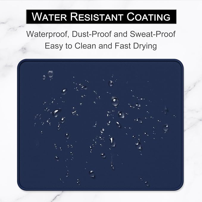 Hsurbtra Mouse Pad, Premium-Textured Square Mousepad 10.2 x 8.3 Inch, Stitched Edge Anti-Slip Waterproof Rubber Pretty Cute Computer Mat for Office Gaming Laptop Women Kids Navy Blue
