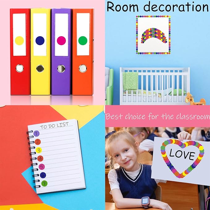 1400 PCS Colored Dot Stickers Round Color Coding Labels Classroom Must Haves, Circle Dots Labels Price Stickers Polka Circle Dot Stickers Label Stickers for Kids Office, Classroom Decor, Papers Etc
