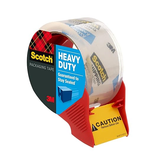 Scotch Heavy Duty Shipping Packing Tape, Clear, Shipping and Packaging Supplies, 1.88 in. x 54.6 yd., 4 Tape Rolls with 4 Dispensers