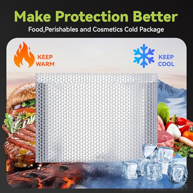 Koja Thermal Padded Bubble Mailers 50-Pack. Quality Shipping Envelopes and Bags with Extra-thick Padding. Fast and Easy Self-seal Envelope Design. (Silver, 17 X 15" 50-Pack)
