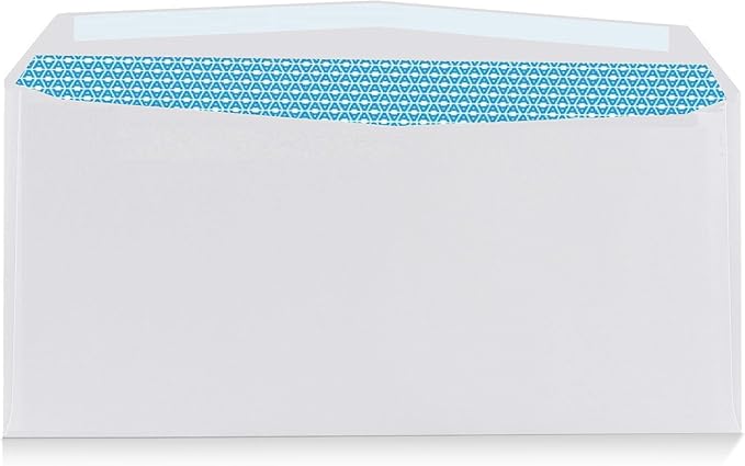 Aimoh 500#9 Security White Envelopes, GUMMED Closure, Premium Security Tint Pattern - No Window, EnveGuard, Size 3-7/8 x 8-7/8 Inches - White - 24 LB - 500 Count (30128)