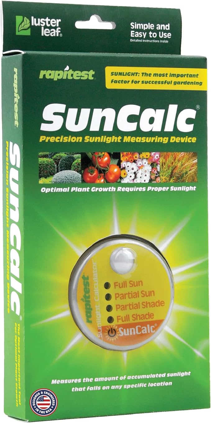 Luster Leaf 1875 Rapitest SunCalc Sunlight Calculator for Gardens – Measures Full Sun, Partial Sun, Partial Shade, and Full Shade. Designed and Engineered in The USA.
