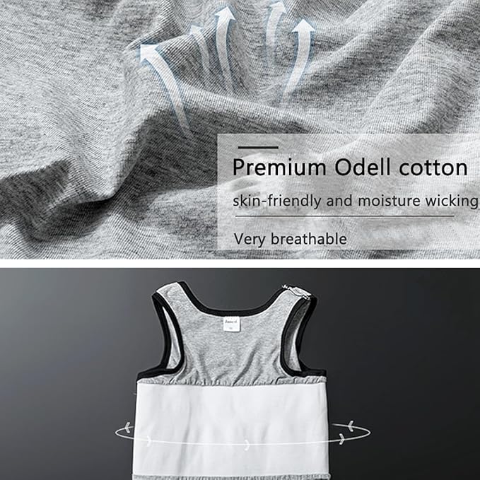 XUJI Transgender FTM Breathable Cotton Elastic Band Colors Chest Binder Tank Top (M-6XL)