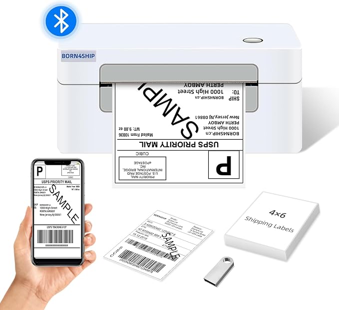 4x6 Thermal Shipping Label Bluetooth Printer for Business, Gray | Supports Amazon shipping. Compatible with iPhone, Android, iPad, Windows and macOS for shipping packages