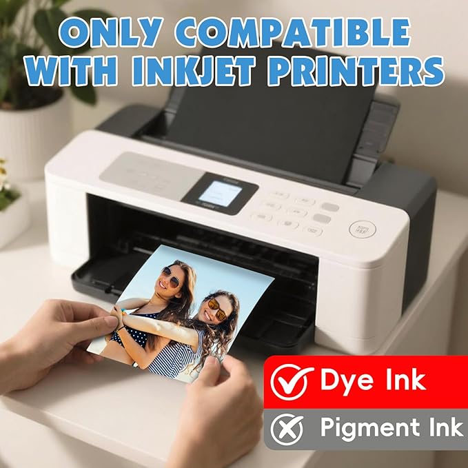 150 Sheets Glossy Photo Paper, 4in x 6in Inkjet Photo Printer Paper, Picture Paper for Photos, Calendars, Brochures, Cards, Menus(180gsm / 48lb)