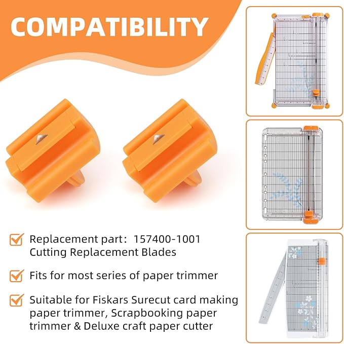 157400-1001 Paper Cutter Blades Replacement for Fiskars Paper Trimmer TripleTrack High Profile Blades, Portable Paper Cutter Style I Blade 1968701005 for Cutting and Scoring- 2 Pack
