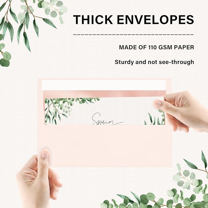 100 Pack #10 Light Pink Envelopes Letter Size Self Seal Business Envelopes | Security Mailing Cute Envelopes, lined with rose gold foil, 4 1/8 x 9 1/2 Inches