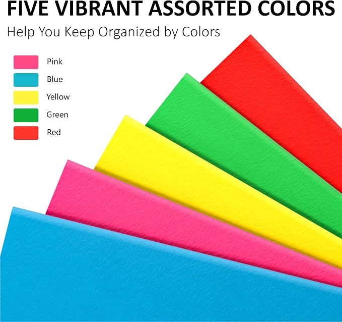 2 Pocket Folders, 5 Pack Folders with Pockets, Textured Paper File Folders | Fit Letter Size Paper, 5 Assorted Colors for Office, Home, Business, Back to School Supplies