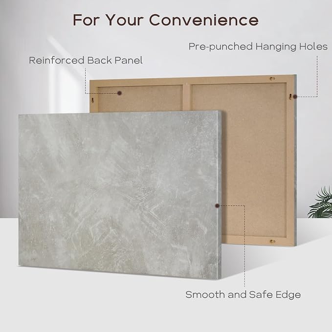 Decorative Magnetic Board for Wall, 28''x20'' Dry Erase Board, Concrete | Magnet Board, Display Board, Wall Mounted, for Home, Office, Kitchen, 2 Markers, 6 Magnets