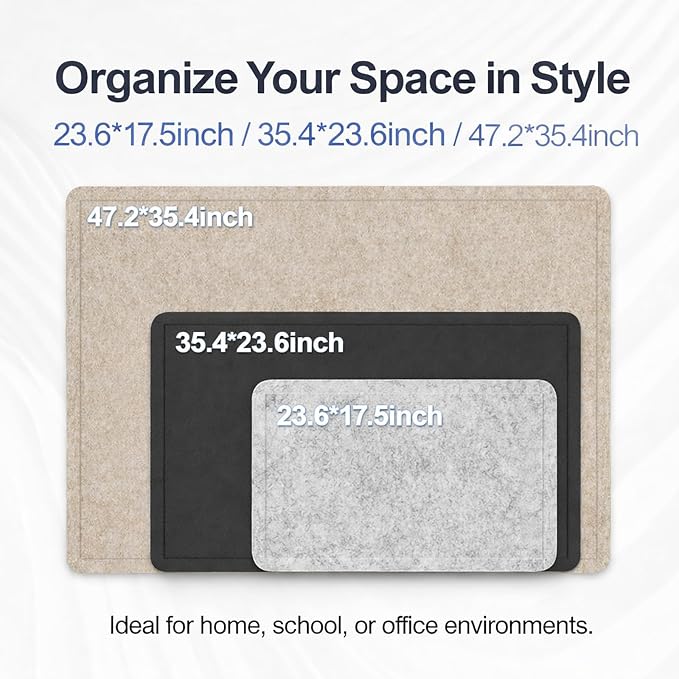 Felt Bulletin Board for Wall 48" x 36" Unfolded Size, Large Frameless Felt Pin Board, Soft Cork Board Alternative for Office, Home Planning, Notes, Photos & Wall Decor, Foldable Shipping, Easy Install