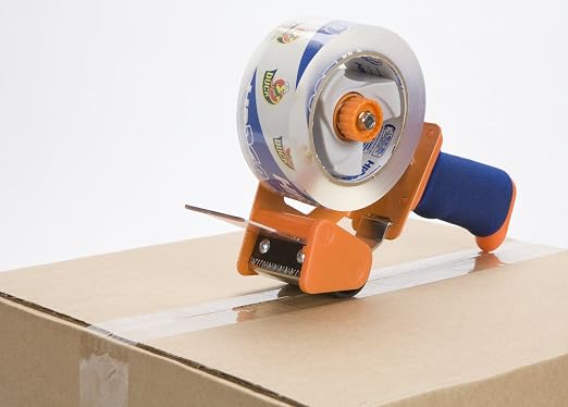 Duck High Performance Clear Packing Tape with BladeSafe Dispenser –Tape Gun with HP260 Strong Packaging Tape for Shipping,Moving, Mailing & Boxes-3" Core, 1.88" x 60 Yards, Clear (1078566)(Pack of 6)