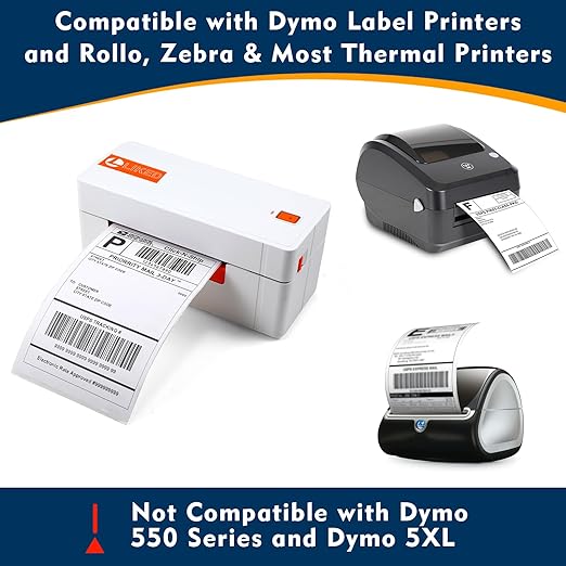L LIKED 3300 PCS 4"x6" Direct Thermal Shipping Labels (220 Labels/Roll, 15 Rolls), Perforated White & Strong Adhesive, Compatible with DYMO 4XL 1744907, Zebra, Rollo (Pack of 2)