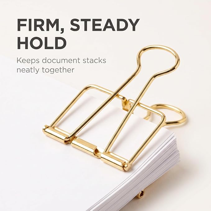 4Pcs Gold Hollow Out Long Tail Wire Binder Clips Paper Binder Clip Large Binder and Paper Clips Small in Size and Light in Weight,Clips, Clamps,Office Products Tape, Adhesives and Fasteners 51mm