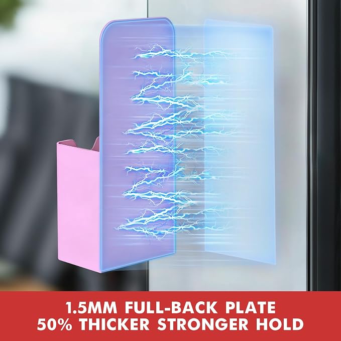BEYGORM Magnetic Pen Holder for Refrigerator, Pencil Cup Organizer (Purple) | Upgraded 1.5mm thick magnetic backing for whiteboards, lockers & fridge; 4 Pcs dry erase marker holder for classroom & office
