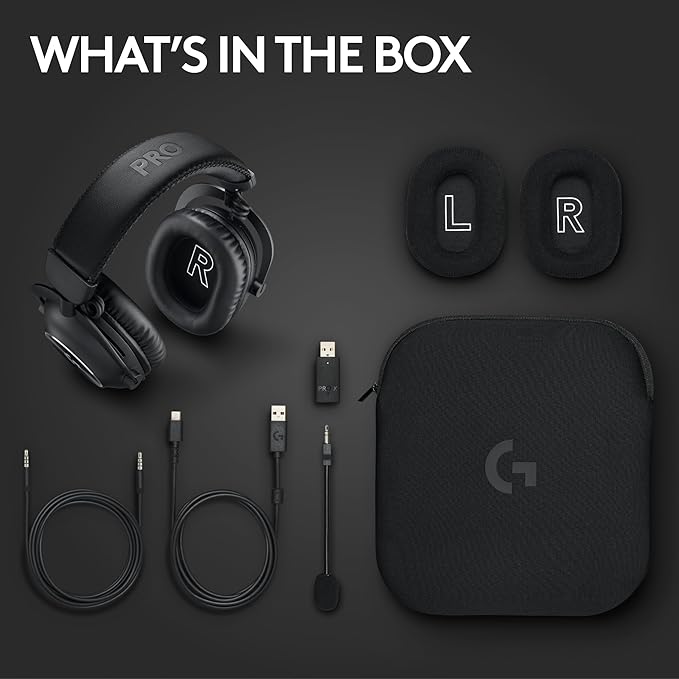 Logitech G PRO X 2 Lightspeed Wireless Gaming Headset, Detachable Boom Mic, 50mm Graphene Drivers, DTS:X Headphone 2.0—7.1 Surround, Bluetooth/USB/3.5mm Aux, for PC, PS5, PS4, Nintendo Switch - Black