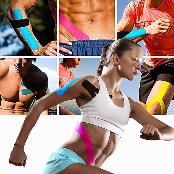 Kinesiology Tape Pro Athletic Sports Waterproof Breathable Latex Free Tape for Ankle Wrists Knees Elastic Running Tennis Swimming Football Sports Activities Tapes (6 Pack, Mixed Color)