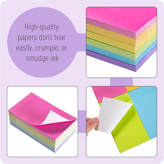 Mr. Pen- Sticky Notes, 3”x5”, 8 Pads, 640 Sheets, Colorful Large Sticky Notes, Stocky Notes for Bible Journaling