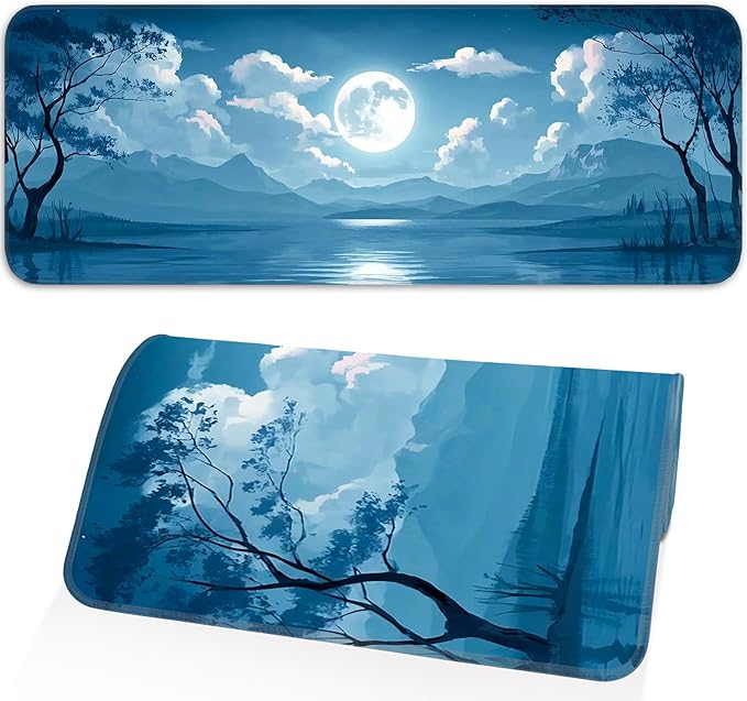 Mouse Pad, Moon Pattern, Non-Slip Rubber Base Gaming Mouse Pad for Home, Office, Gaming, Large 31.5x11.8 Inch Desk Pad