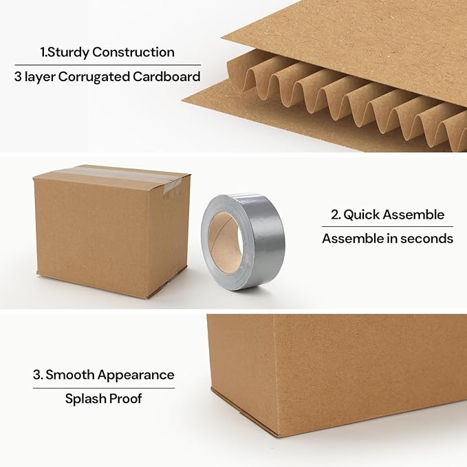 Rempry 40 Pack 5x4x4 Shipping Boxes Brown, Small Corrugated Cardboard Box for Mailing, Packaging Small Business, Kraft Mailer Boxes