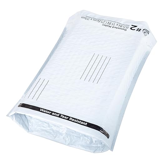 Duck Brand #5 Gusseted Self Seal Poly Bubble Mailer Lined with Bubble Cushioning for Shipping and Mailing, White, 10.5 In x 15 In, 100 Pack (287993)