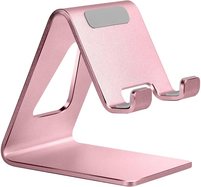 Aoviho Cell Phone Stand for Desk, Aluminum Phone Holder,Pink | Built to Last, Hands-Free Viewing, Fits iPhone 17/16/15 Series & Samsung Galaxy, Ideal for Home & Office