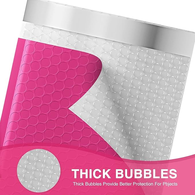 Metronic 1000 Pack Bubble Mailer 6x10 Inch Hot Pink,Usable Size 6x9" Waterproof Padded Envelopes,Self-Seal Modern Bubble Mailers Cushioning for Shipping,Jewelry Makeup Supplies, Packaging Bulk