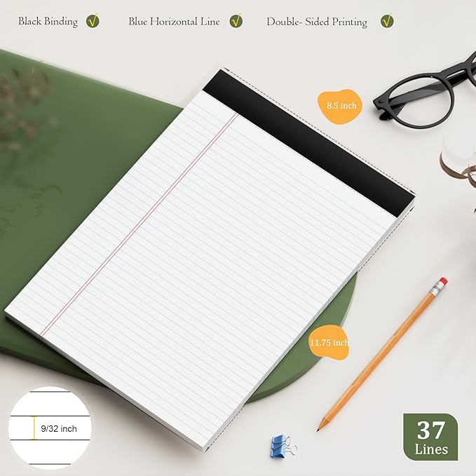AILZFEI 720 Sheets Legal Pads 8.5 x 11 College Ruled White Paper Note Pads 24 Pack Clear Print Writing Pads 8x11 Legal Pads Narrow Ruled Pads of Paper