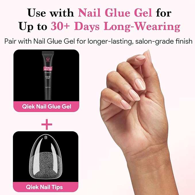 Extra Short Almond False Nail Tips, 15 Sizes 510 PCS Clear Soft Press On Fake Nail Pre-shaped Half Matte Full Cover Gel Nail Tips Extensions Thick Long Lasting for DIY Beginners & Salon Manicure