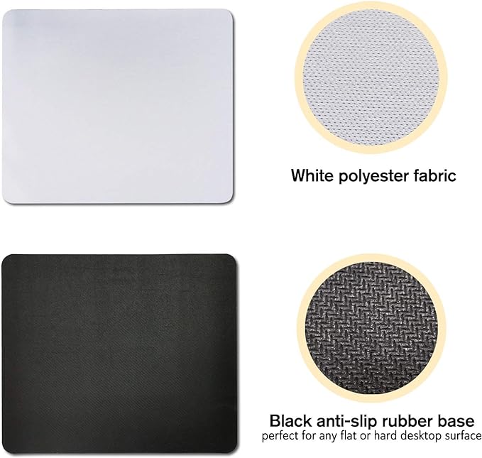 A-SUB Sublimation Mouse Pad Blank Rectangular Blanks 12 pcs for Sublimation Transfer Heat Press Printing Crafts 24x20x0.2cm White