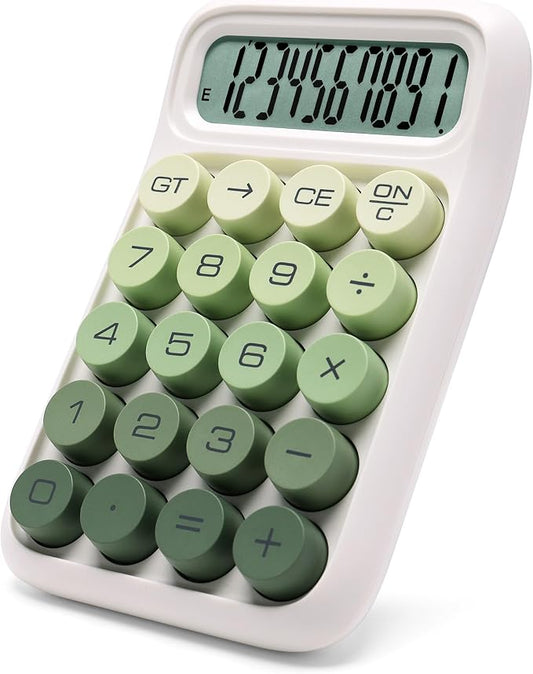 Mechanical Switch Calculator, 10-Digit LCD, Green, Big Buttons | Large Display with a Cute and Aesthetic Design for Office, School, Home, and Study