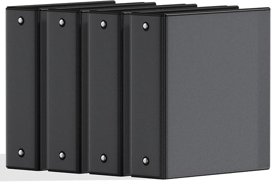 SUNEE 2 Inch Binders 3 Ring 4 Pack, PVC-Free Clear View 2" Binders (Fits 8.5x11 Inches) for School, Office & Home Use, Black
