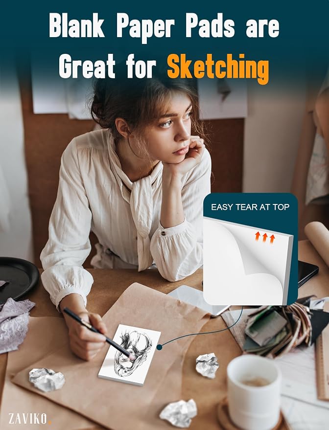 12 Pack Blank Note Pads 4x6, Small Notepads Blank Scratch Pads for Writing | 50 Sheets Per Pack, Tear Off Notepads 4x6, Unlined Memo Pad of Paper, Server Note Pads Suitable for To Do Grocery List