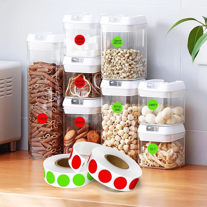 PARLAIM 1/2" Circle Dot Stickers 2 Rolls Pack 2000 Color Coded Labels for Home Commerce Business, Red + Light Green