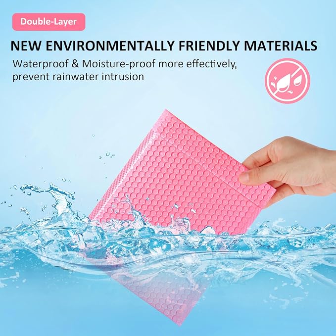 Bubble Mailers 8.5x12'' 30 Pack and 40PCS Label Stickers Pink Thick Waterproof Padded Poly Envelopes Bubble Wrap Mailers Self Seal Shipping Bags for Mailing Small Business Homes Envelope Mailers #2