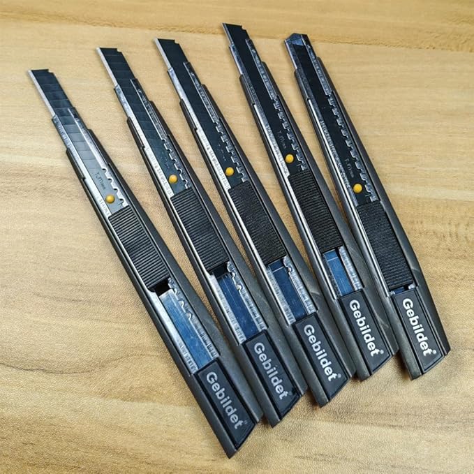 5pcs Right and Left Hand Self-Lock Cutter Knife/Black 9mm Blades /60° Blace Knife/Utility Knife/Graphic Knife (G300)