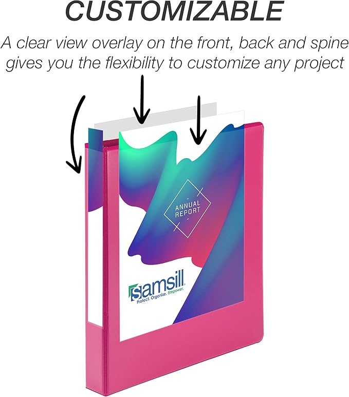 Samsill Durable 1 inch 3 Ring Binder, D Ring Binder, 100% Recycled Chipboard, Fashion Assortment, 4 Pack